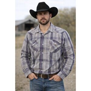 Levi's Purple Plaid Pearl Snap Mens XXL Long‎ Sleeve Western Sawtooth Work Rodeo